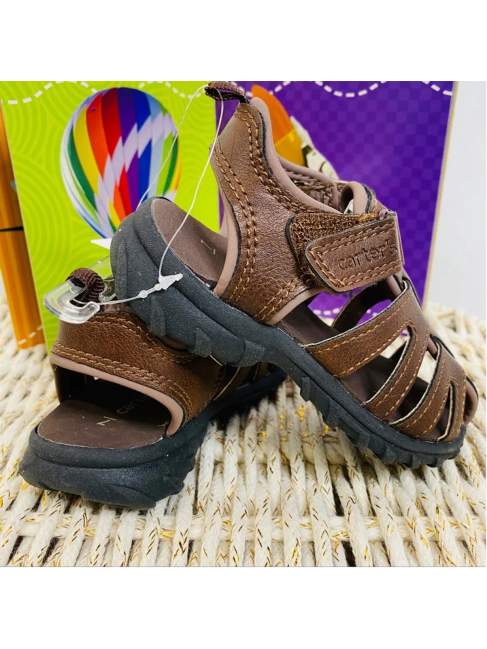 Carter's Toddler Boy's Brown Hook & Loop Closure Sandals Shoes Size 6 NWT